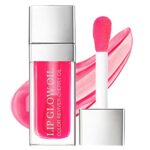 AOOWU Plumping Lip Oil Tinted, Moisturizing Lip Oil Long Lasting Nourishing Lip, Hydrating Lip Gloss Tint Lipstick for Women, Glitter Shine Liqui