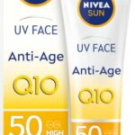 NIVEA UV Face Cream SPF50 Q10 Anti-Age & Anti-Pigment 0% White Residue (50ml), Q10 Face Sun Cream Anti Ageing with SPF50