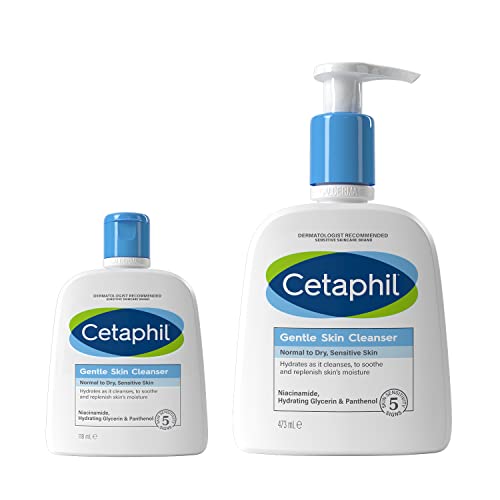 Cetaphil Gentle Skin Cleanser, 473ml, Face & Body Wash, For Normal To Dry Sensitive Skin, With Niacinamide & Glycerin, Soap Free