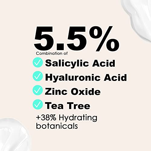 BeBarefaced Acne Treatment Acne Cream Moisturiser - Spot Cream Spot Treatment for Face with Tea Tree Oil and Salicylic Acid BHA - Anti Blemish Fa