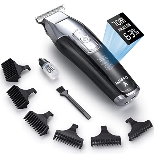 RENPHO Hair Clippers for Men, 4-Speed Beard Trimmer Men Professional Hair Cutting kit, LED Display Cordless Hair Trimmer 0.2mm for Men & Kids, T-
