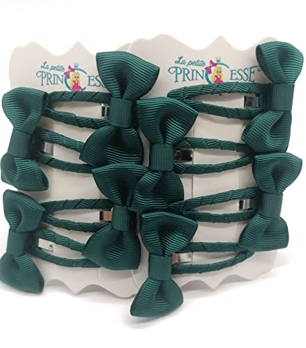 Set 8 Pcs HAIR BOWS HAIR CLIPS GIRLS CLIPS SCHOOL RIBBON SLIDES Hair ACCESSORY (Navy Blue)