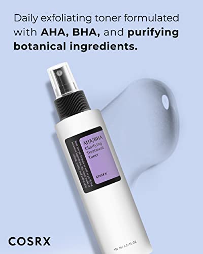 COSRX AHA/BHA Exfoliating Facial Treatment Toner | Essence for Whiteheads, Pores, and Uneven Skin | 150ml / 5.07fl.oz | Korean Skin Care, Animal