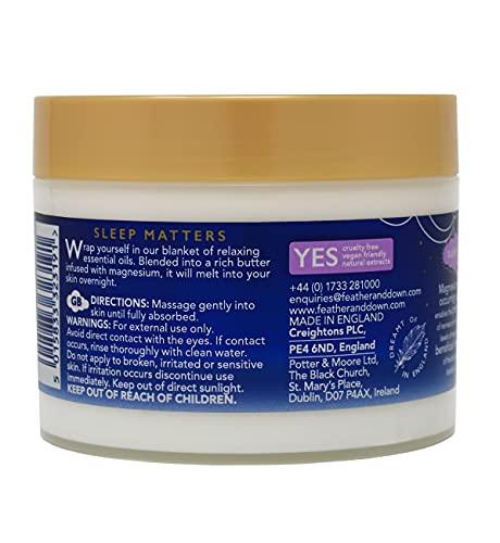 Feather & Down Magnesium Soothing Sleep Butter (300ml) - With magnesium, calming lavender & chamomile essential oils to aid sleep. Vegan Friendly