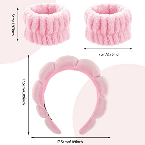Sibba Sponge Headband Wristband Sets for Washing Face, Makeup Headbands for Women Girls, Skincare Makeup Removal Wash Spa Yoga Sports Shower Head