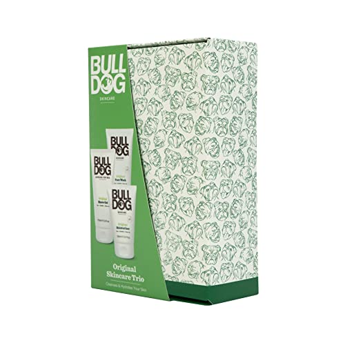 BULLDOG Skincare - Original Skincare Trio, Gift Set for Men (x1 Original Moisturiser 100ml, x1 Original Face Wash 150ml, x1 Original Shave Gel 17