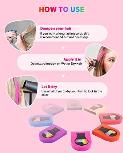 Hair Chalks for Girls, 8 Pcs Washable Hair Chalk Dye for Kids, Portable Non-Sticky Temporary Bright Hair Dye, Hair Spray Color for Kids Women Gif