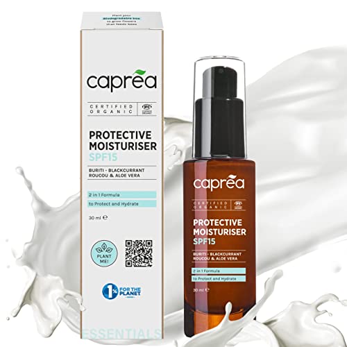 SPF Face Cream for Sun Protection - Vegan Face Sun Cream & Hydrating Moisturiser with SPF 15, Aloe Vera, Blackcurrant Extract & Monoi Oil - Capré