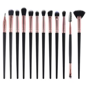 WLLHYF 12pcs Makeup Brushes Set Eye Makeup Brushes Premium Soft Synthetic Hairs Eyeshadow Brushes Set for Concealer Foundation Contour Blush Eyel