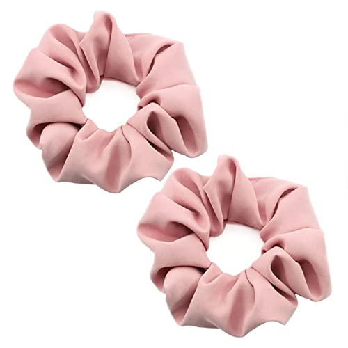 ILamourCar Black Scrunchies for Hair, Large Hair Scrunchies, Elastic Soft Hair Ties Scrunchy Hair Bands Ponytail Women Girls Lady Children (2xBla