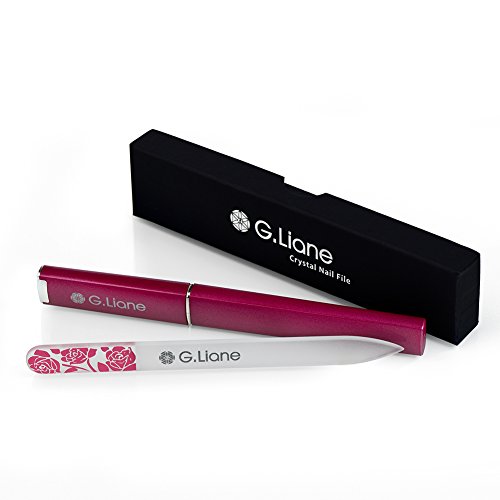 Premium Glass Nail File With Case – G.Liane Professional Crystal Fingernail Files Perfect Manicure Set For Women Men Kids Nail Care Gift Set (Ros