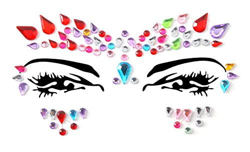 Face Gems Adhesive Glitter Jewel Tattoo Sticker Festival Gems Rave Party Body Make Up (Shine)