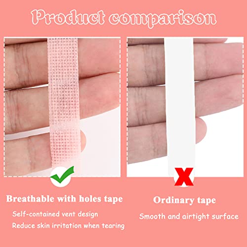 Lanjue 6 Rolls Eyelash Tape with 20 Pairs Eye Pads, Pink Adhesive Lash Extension Tape Breathable Micropore Fabric Tape Medical Tape for False Eye