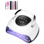 UV LED Nail Lamp, Professional 220W Faster LED Nail Dryer UV Nail Lamp for Gel Polish Curing Light with Touch Screen Portable Handle, Auto Sensor