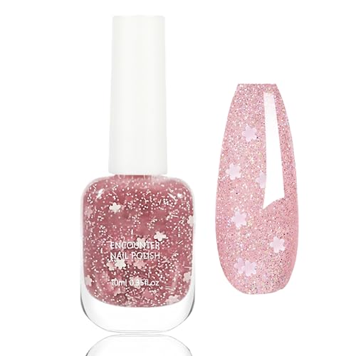 Glitter Nail Polish Peeling Off Nail Varnish - 2 In 1 Glitter Bare Pink Nail Polish - Quick Drying & Holographic Nail Polish - Water Based Formul