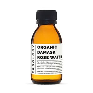 100% Organic Rose Water 100ml - Distilled from Damask Rose - Premium Food Grade Hydrolate of Rose - Soothes, Hydrates and Calms - Non-GMO - Recyc