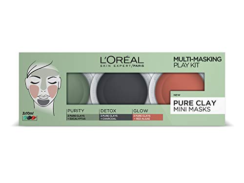 L'Oreal Paris Pure Clay Black Charcoal Detox Face Mask, Deep Cleansing Skin Care for All Skin Types 50 ml
