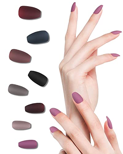 LADYING 24 Color (576 PCS) Matte Square Press on Nails Short,Colorful False Nails Short with Glue and Nail File,Reusable Stick on Nails with Tape