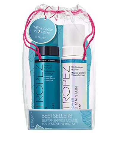 St. Tropez Fake Tan, Self Tan Purity Tanning Water Starter Kit, Beauty Gift for Her with Travel Size Tanning Water Mousse, Tanning Face Mist and