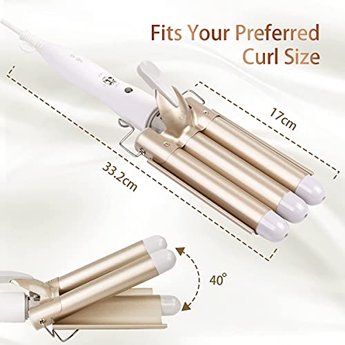 flintronic Hair Curler, 3 Barrels Curler Ceramic Curling Iron Wand Hair Wavers with Two Gear Temperature Control, 25mm Curling Tongs Crimping Bub