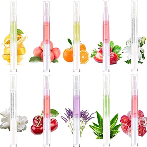 Cuticle Oil Pens for Nail Care,10PCS Mix Flavors Cuticle Revitalizer Oil Pen Set,Nail Oil Pens with Natural Ingredients Revitalize Pen with Soft