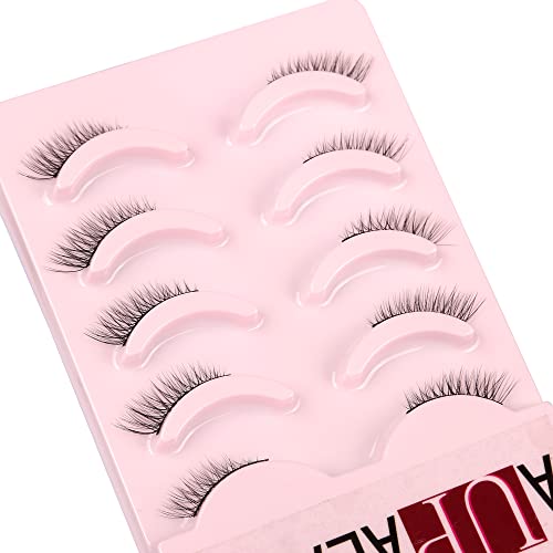 Aupalada False Eyelashes Natural Look Wispy Cat Eye Lashes 3D Fluffy Half Fake Lashes Pack, 3/4 False lashes, quarter lashes, half eyelashes, Cor
