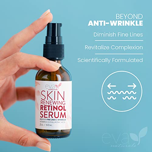 Retinol Serum 2.5% by Eva Naturals (60 ml, Double-Sized Bottle) - Best Anti-Aging Serum, Minimizes Wrinkles, Helps Prevent Sun Damage, and Fades