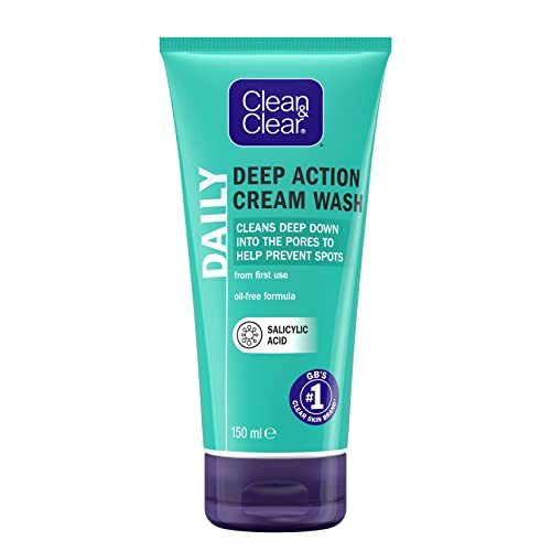 Clean & Clear Deep Action Wash Cream, White, 150 ml (Pack of 1)