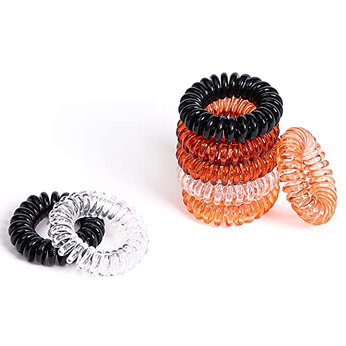 Smukdoo Spiral Hair Ties,8 PCS Plastic Hair Coil Bands Telephone Cord Bobbles Hairbands Elastic Spiral Ponytail Holder for Women Girls