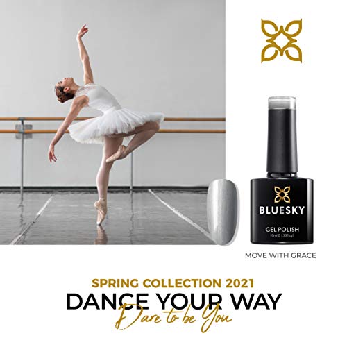 Bluesky Gel Nail Polish, Spring 2021 Collection, Move With Grace Ss2110, 10 ml, Silver, Metallic, Shimmer (Requires Curing Under LED or UV Lamp)