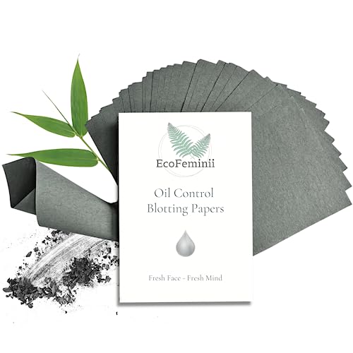 EcoFeminii Oil Control Blotting Sheets 100 pcs Natural Papers for Clear, Clean and Matte Skin-Added Charcoal for Absorbency-Removal of Facial Oil