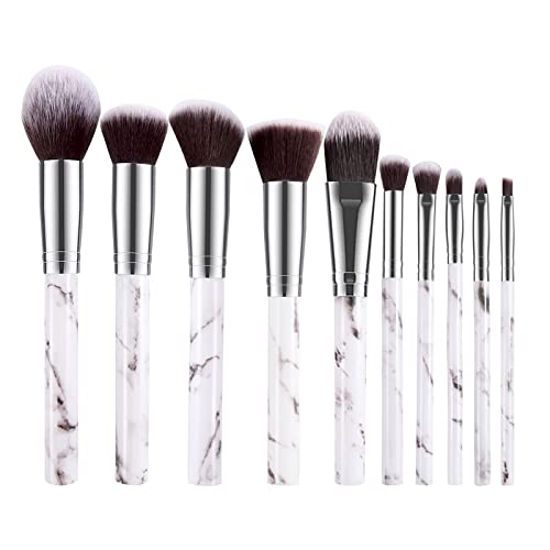 Makeup Brushes 10Pcs Marble Makeup Brush Set Foundation Powder Blush Blending Eyeshadow Brushes Sets