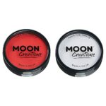 Moon Creations Pro Face & Body Makeup | England Flag Red & White Set | 36g | Professional Colour Paint Cake Pots for Face Painting | Face Paint F