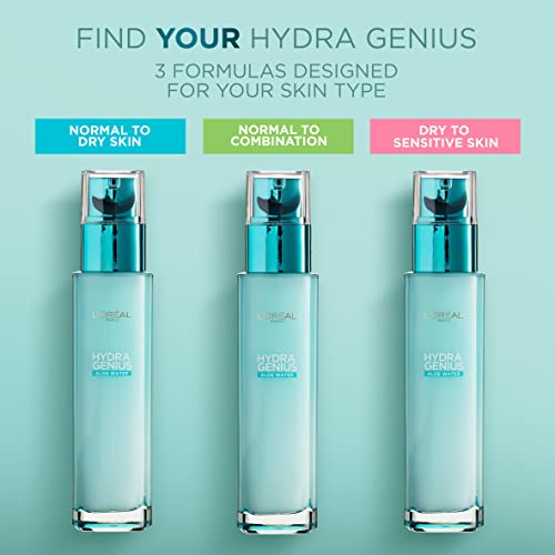 L'Oreal Paris Hydra Genius Hyaluronic Acid plus Aloe Liquid Hydrating Moisturiser, Rehydrating and Reinvigorating Face Serum for Dry to Sensitive