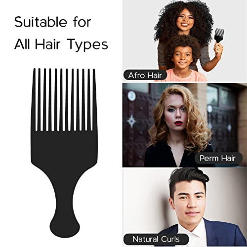 Boorika Afro Comb - Smooth & Sturdy Wide Tooth Plastic Afro Pick, Hair Pick for Detangling & Styling – Afro Comb for Men and Women