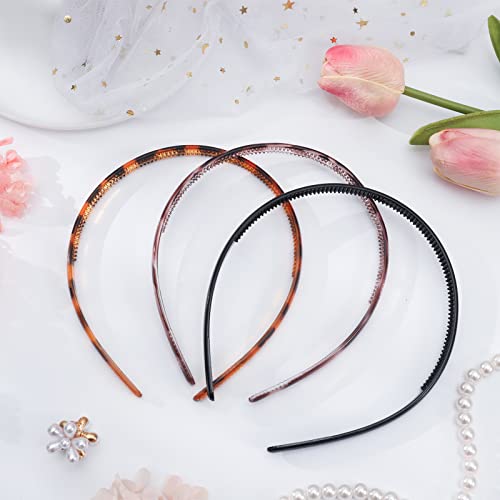 Fuyamp 6 Packs Plastic Headband Plain Headband Hair Bands with Teeth, Plastic Headbands Alice Band Sharks Tooth Comb Headband Hair Accessories fo