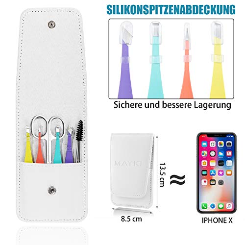 Eyebrow Tweezers Women 6Pcs, Full Size Professional Eyebrow Tweezers Kit, Precision Tweezers Set for Eyebrow/Ingrown Hairs/Splinter/Facial Hair R