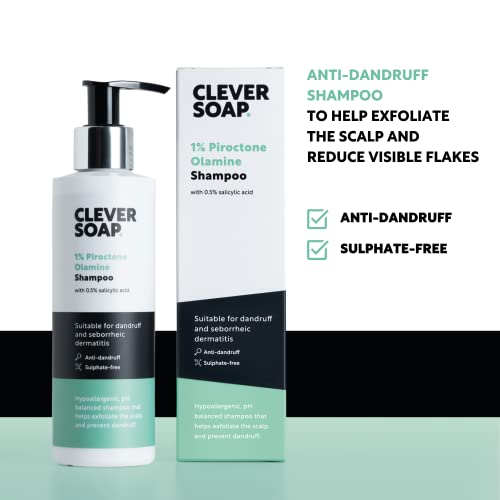 Clever Soap 1% Piroctone Olamine Anti-Dandruff Shampoo With Salicylic Acid - Suitable For Seborrheic Dermatitis, Psoriasis & Itchy, Sensitive Sca