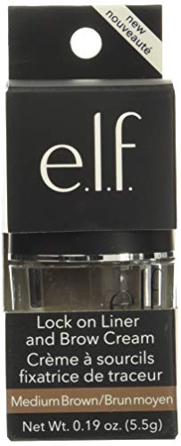 e.l.f. Lock On Liner And Brow Cream, Lines Eyes & Defines Eyebrows, Medium Brown, 0.19 Oz (5g)