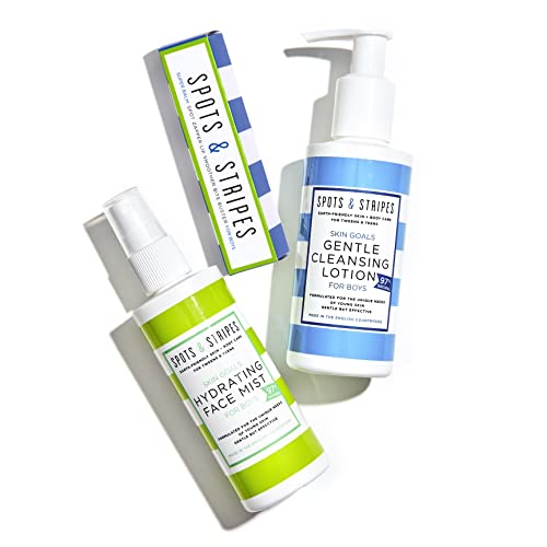 Spots & Stripes - Skin Goals Gentle Cleansing Lotion for Boys, the Perfect Starter Face Wash for Teen and Young Skin with Virgin Coconut, Kukui a