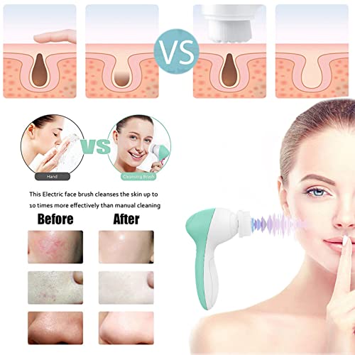 Facial Cleansing Brush Electric Facial Spin Brush Set with 4 Brush Heads for Gentle Exfoliating,Deep Cleansing,Removing Blackhead,Massaging Face
