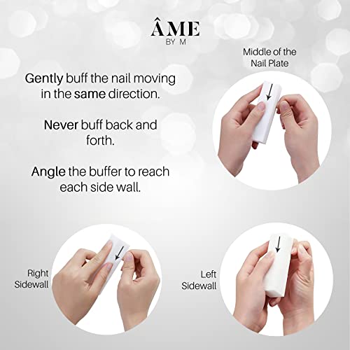 ÂME BY M 10pcs White Professional Nail Buffer Blocks 4-Sided Nail File Sanding Blocks Manicure Pedicure Tools Smoothing Shaping and Buffing for N