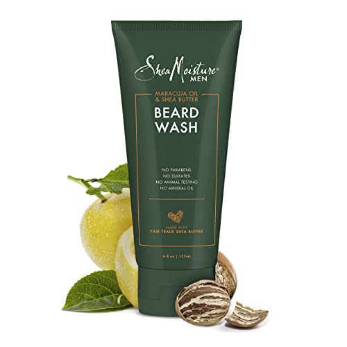 Shea Moisture Mens Beard Wash, Premium All Natural ingredients, Maracuja Oil & Shea Butter Deep Clean & Refresh Cleanser, 6 Ounce