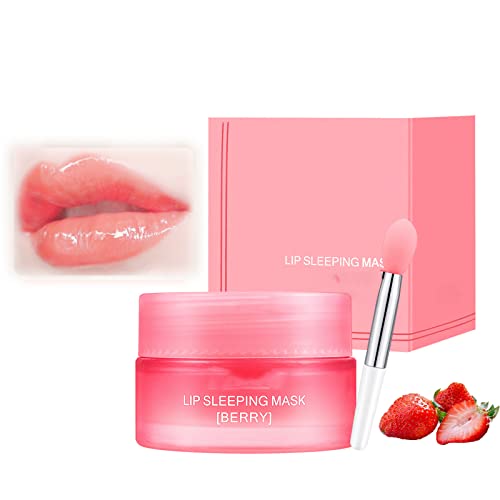 Lip Sleeping Mask Lip Mask Overnight Strawberry Lip Masks Skincare Lip Oils,Lip Moisturiser for Dry Chapped Peeling Cracked Lips Fades Lip Lines,