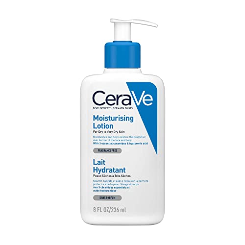CeraVe Moisturising Lotion, with hyaluronic acid and 3 essential ceramides, Daily Face & Body Moisturiser for Dry to Very Dry Skin (Packaging may
