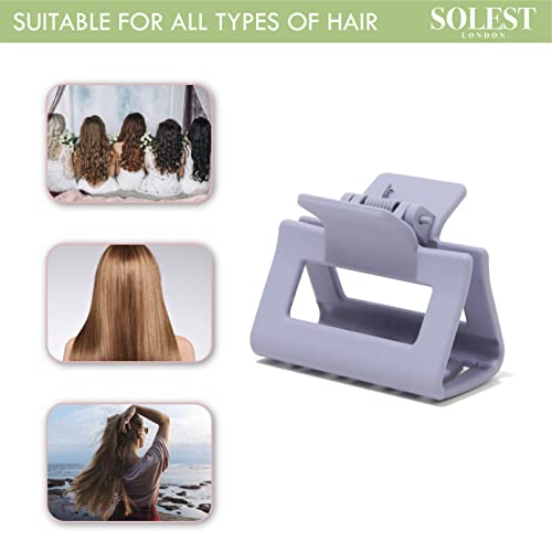 Hair Claw Clips - Square Medium Colourful Clips for Women and Girls - Pack of 6 - Hair Claws for Thick Thin Fine Long Hair - 6 Vibrant Matte Colo