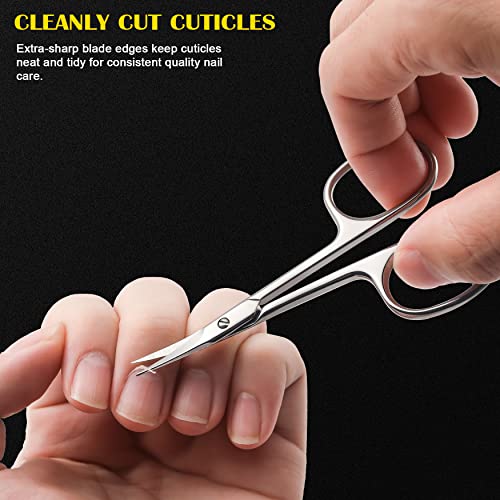 FVION Curved Cuticle Scissors Extra Fine for Women, Men and Professionals - Stainless Steel Small Manicure Scissors with Precise Pointed Tip Groo