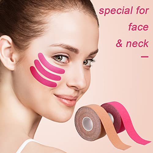 FANTESI 2 Rolls Anti Wrinkle Tape Wrinkle Patches, (500CM*2.5CM) Face Eye Neck Lift Tape Multifunctional High Elasticity Forehead Frown Facial Li