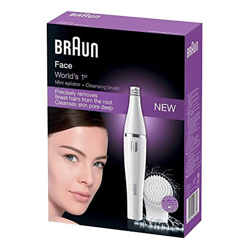 Braun FaceSpa Face Epilator, Hair Removal with Facial Cleansing Brush Head, 100% Waterproof, SE810, White