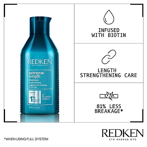 REDKEN Shampoo, Biotin, For Longer, Stronger Hair, Extreme Length, 300 ml